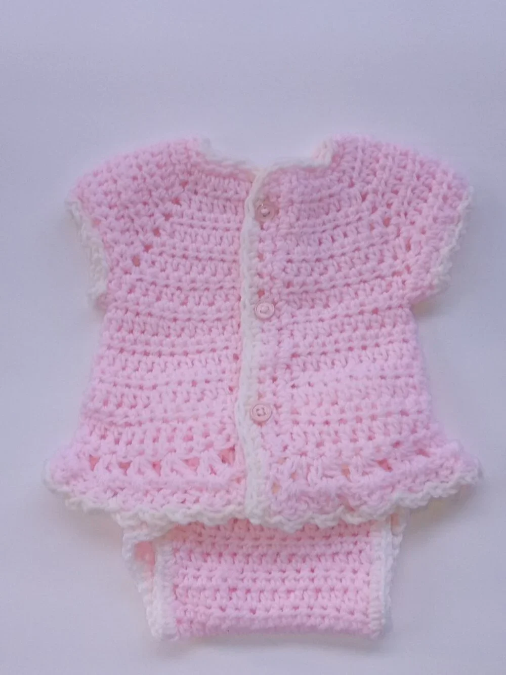 Handmade/Crochet Baby Girl Pink outfit Set 0-3 Months